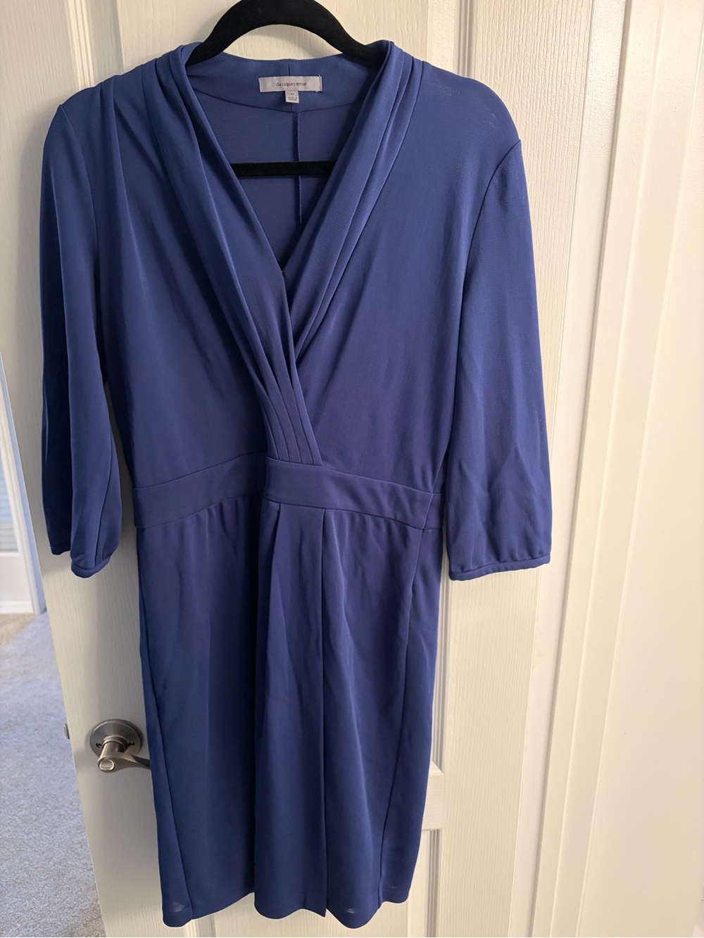 Classiques Entier Blue V-Neck Wrap-Style Long Sleeve Dress